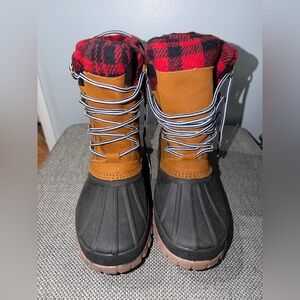 J. Crew Winter Duck Boots with Red and Black Plaid